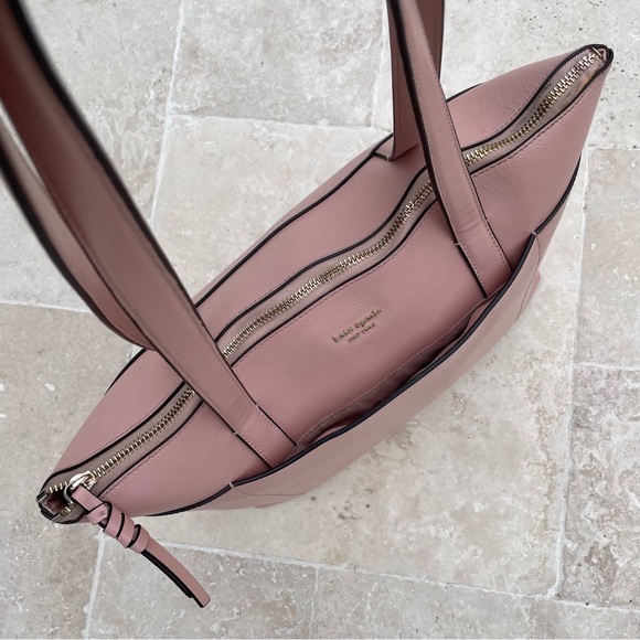 Kate Spade ♠️ Willow Page Crosshatch Leather Tote in 🌸Rosy Cheeks - Picture 7 of 13